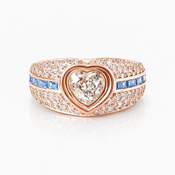 Aqua Begi Kalp Yüzük / Rose