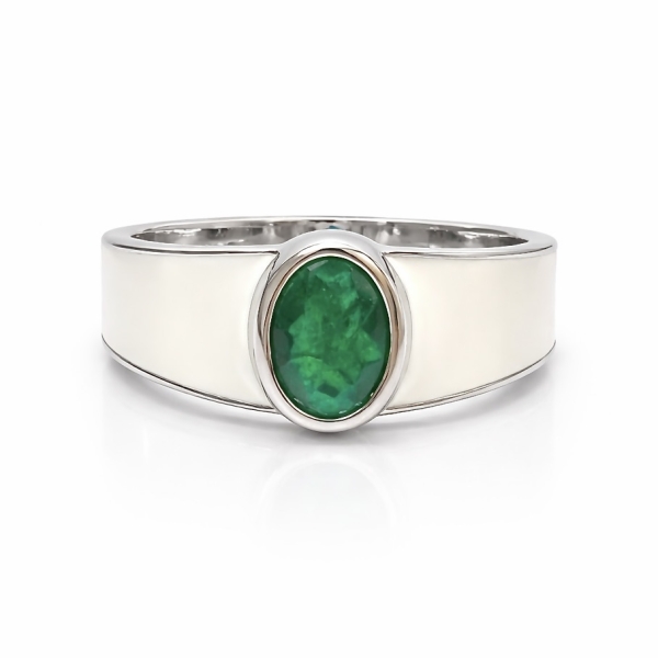 Yeşil Oval Beyaz  Yüzük