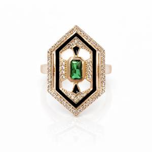 Yeşil Begi Siyah Ann Yüzük 