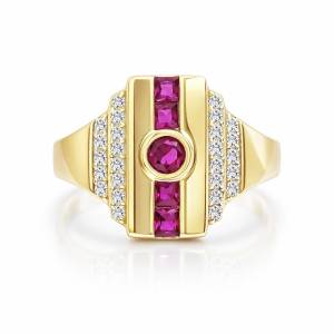 Fuşya Begi Bezel Yüzük / Sarı