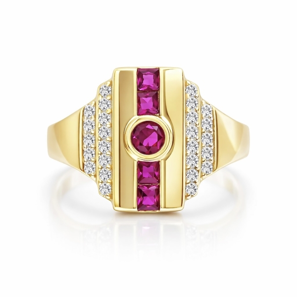 Fuşya Begi Bezel Yüzük / Sarı