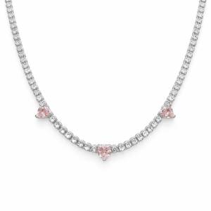 Üç Kalpli Pink Love Suyolu Kolye