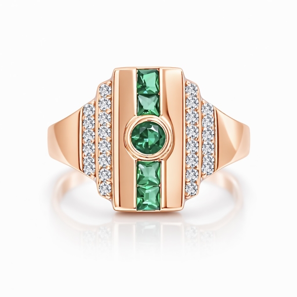 Yeşil Begi Bezel Yüzük / Rose
