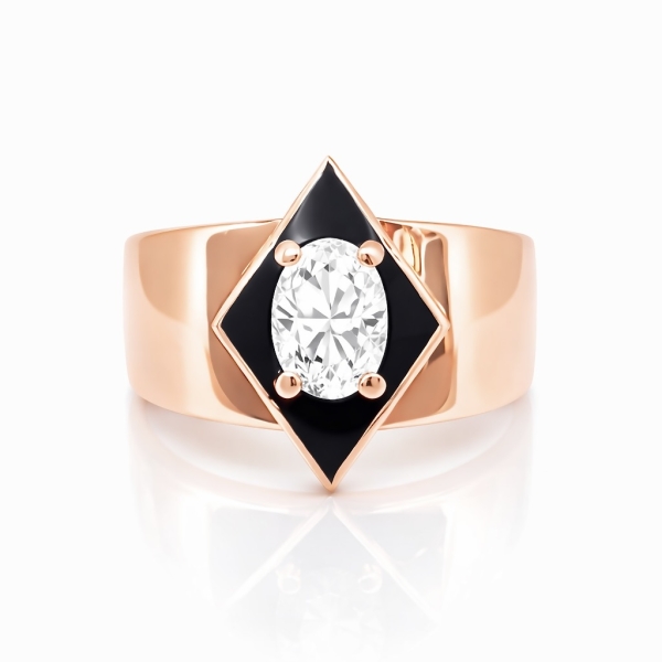 Siyah Karo Plain Yüzük 