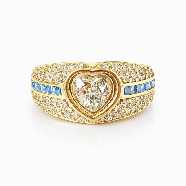 Aqua Begi Kalp Yüzük / Sarı