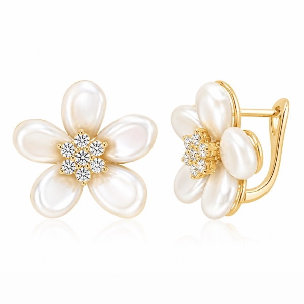 Premium Series İnci Daisy Küpe