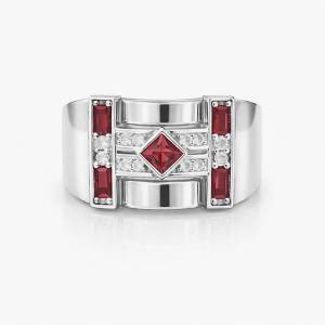 Fuşya Karo Begi Strip Yüzük 