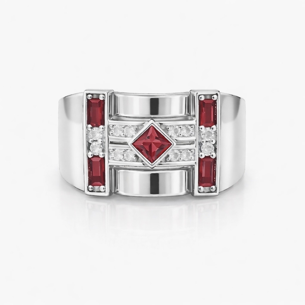 Fuşya Karo Begi Strip Yüzük 