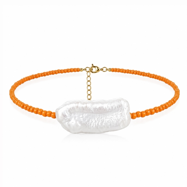 Barok İnci Orange Boncuk Halhal
