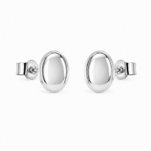 Premium Series Oval Minimal Küpe S / Rodyum