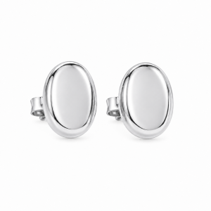 Premium Series Oval Minimal Küpe L / Rodyum